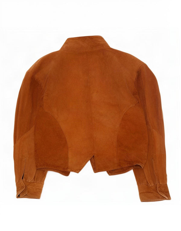 Vintage Womens Loose Fit Suede Jacket UK 14 Medium Beige Leather