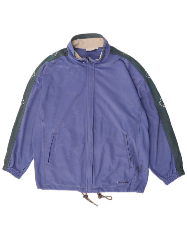 Diadora Womens Oversized Graphic Tracksuit Top Jacket UK 10 Small Purple