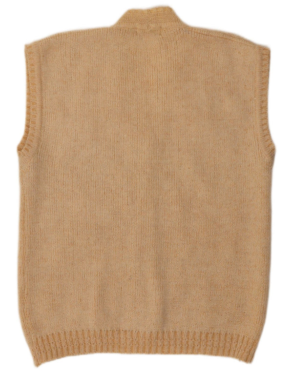 NAGPAL Womens Sleeveless Cardigan Sweater UK 16 Large Beige Floral