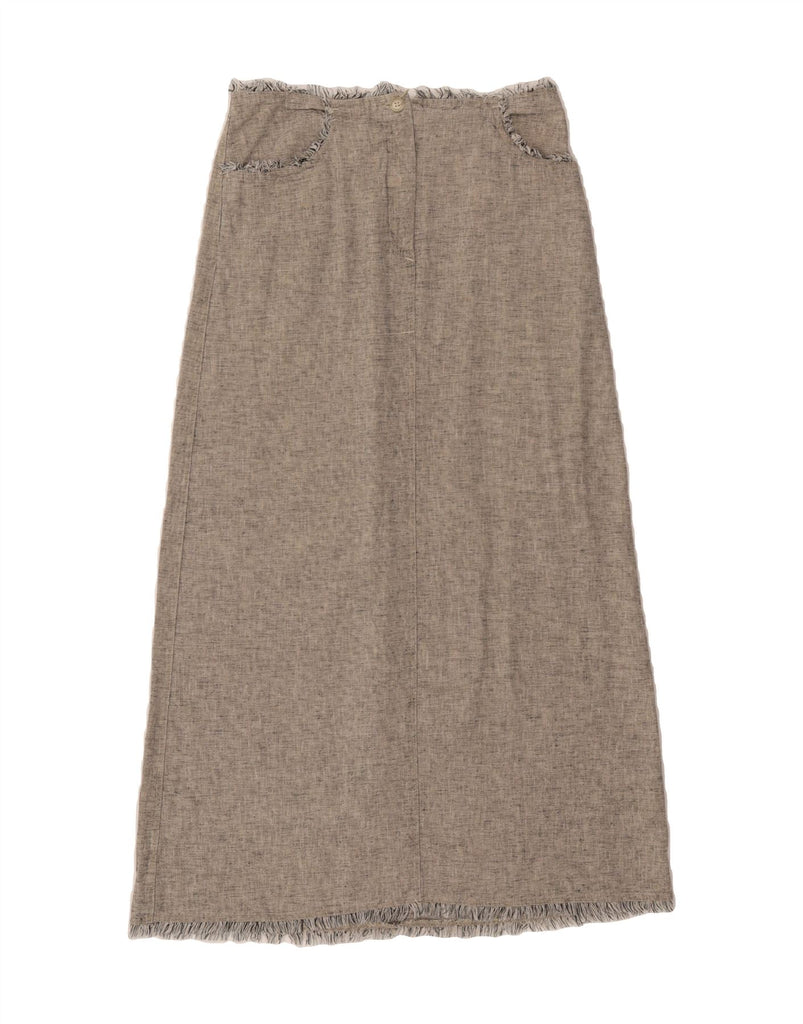 TRUSSARDI JEANS Womens Maxi A-Line Skirt EU 40 Medium W28 Grey Linen Vintage Trussardi Jeans and Second-Hand Trussardi Jeans from Messina Hembry 