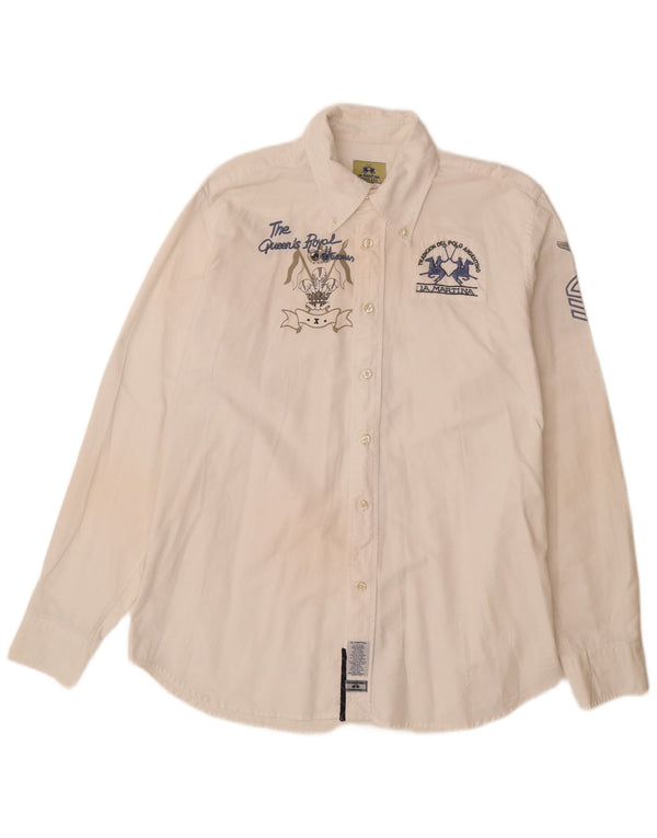 La Martina Mens Graphic Shirt XL White Cotton