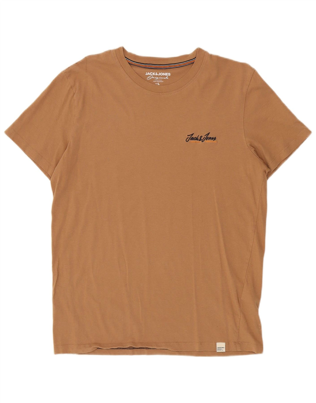 Jack & Jones Mens T-Shirt Top Large Brown Cotton