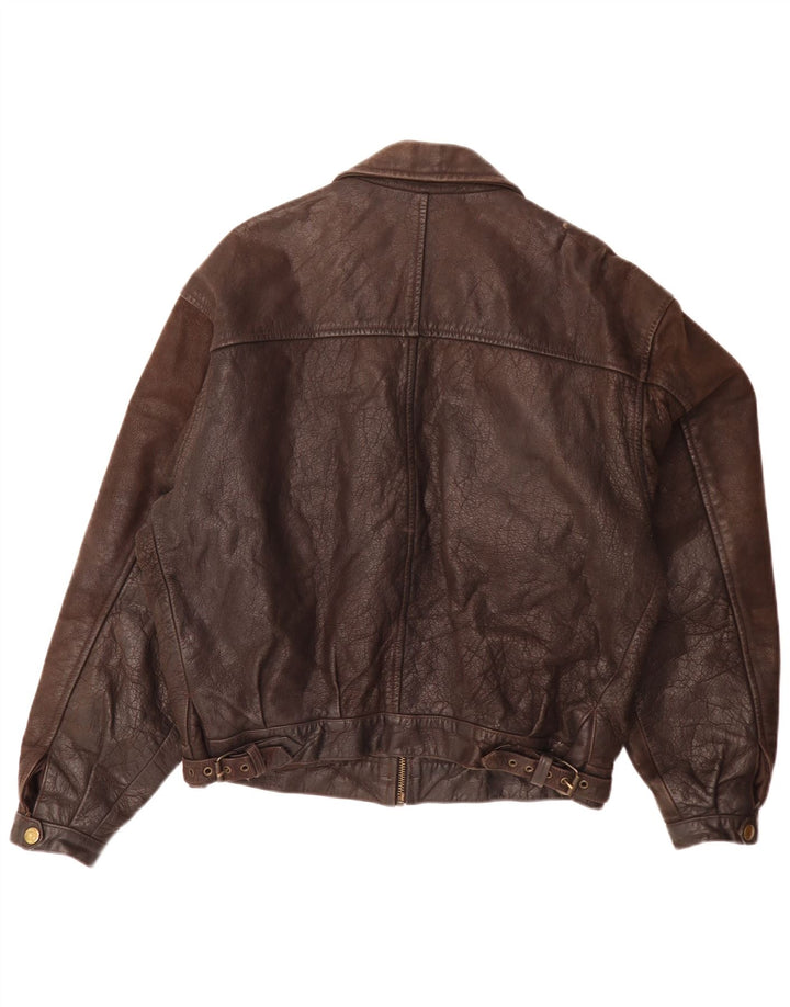Vintage Mens Leather Jacket IT 50 Large Brown