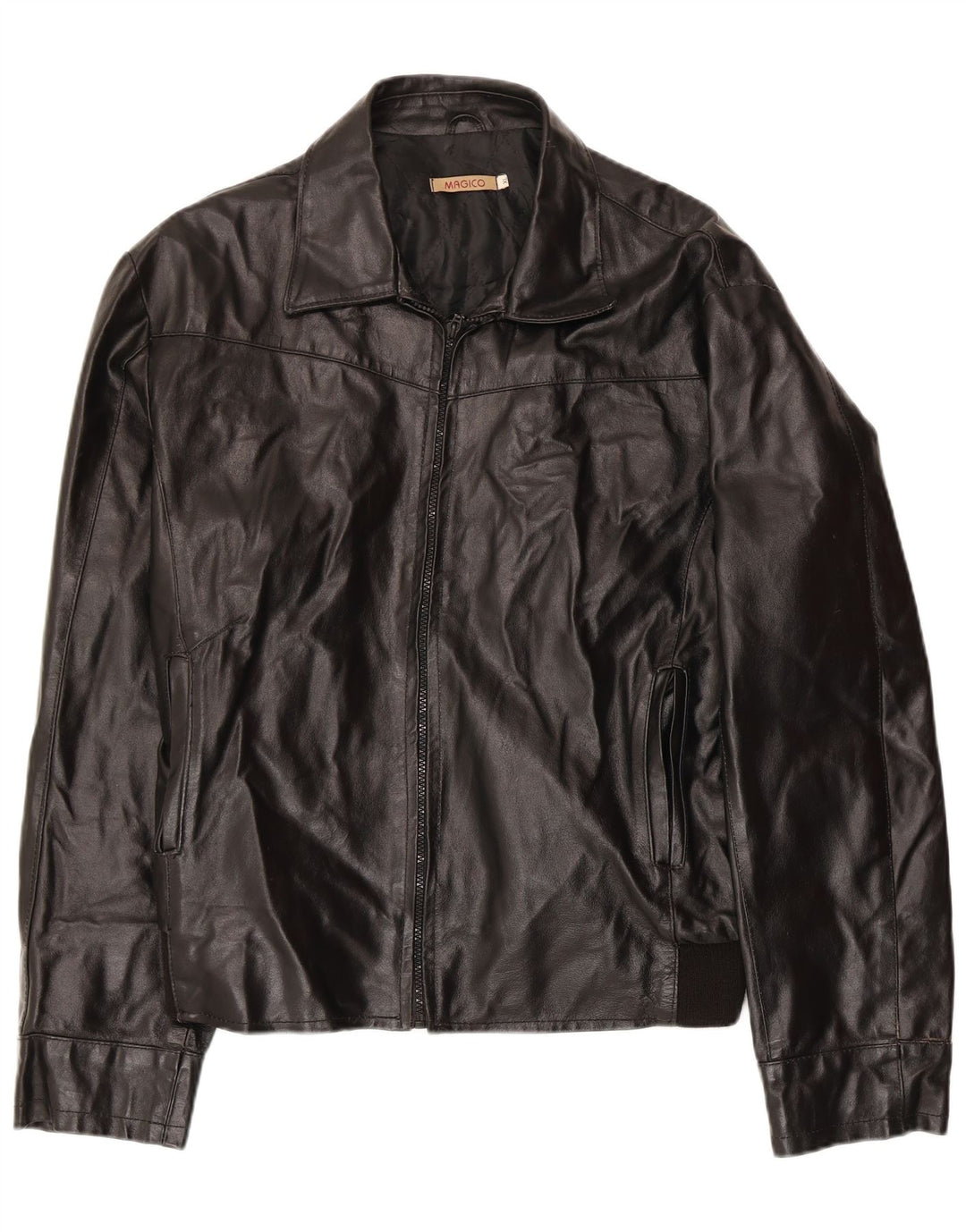 Vintage Mens Leather Jacket UK 42 XL Black Leather