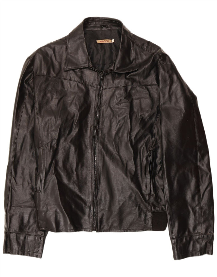 Vintage Mens Leather Jacket UK 42 XL Black Leather