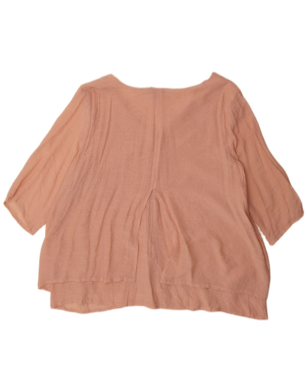 Marks & Spencer Womens Autograph Top 3/4 Sleeve UK 18 XL Pink Viscose