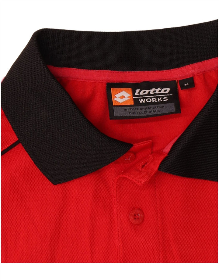 Lotto Mens Rugby Polo Shirt Medium Red Colourblock Polyester