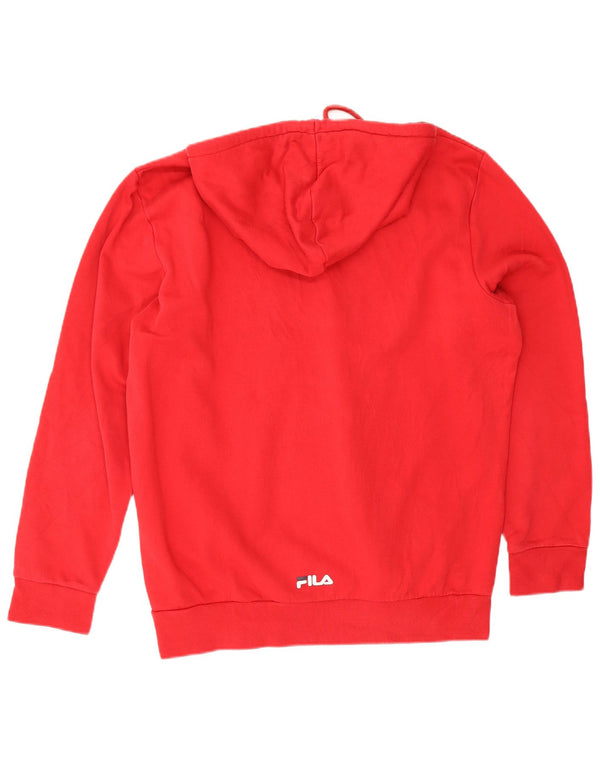Fila Mens Graphic Hoodie Jumper Large Red Cotton