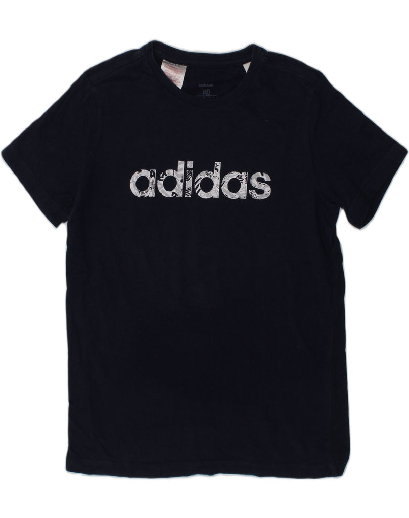 ADIDAS Boys Graphic T-Shirt Top 9-10 Years Navy Blue Cotton | Vintage Adidas | Thrift | Second-Hand Adidas | Used Clothing | Messina Hembry 