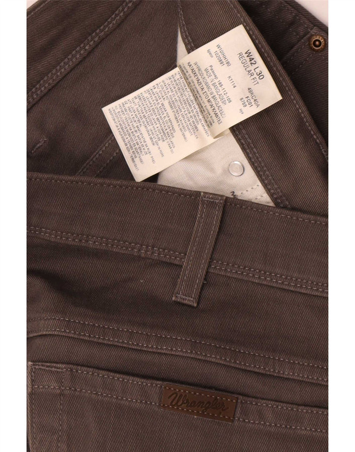 Wrangler Mens Regular Fit Casual Trousers W42 L30 Grey Cotton