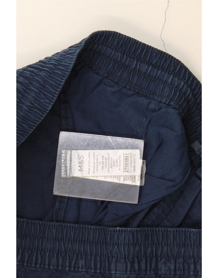 MARKS & SPENCER Mens Chino Shorts Large W36 Navy Blue Cotton