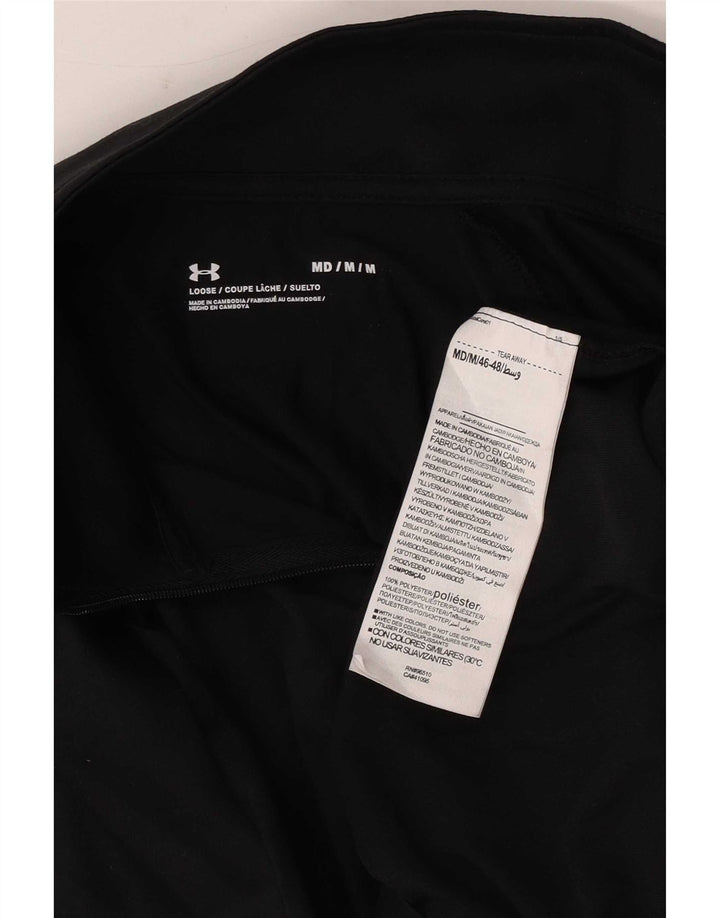 Under Armour Mens Zip Neck Pullover Tracksuit Top Medium Black Polyester