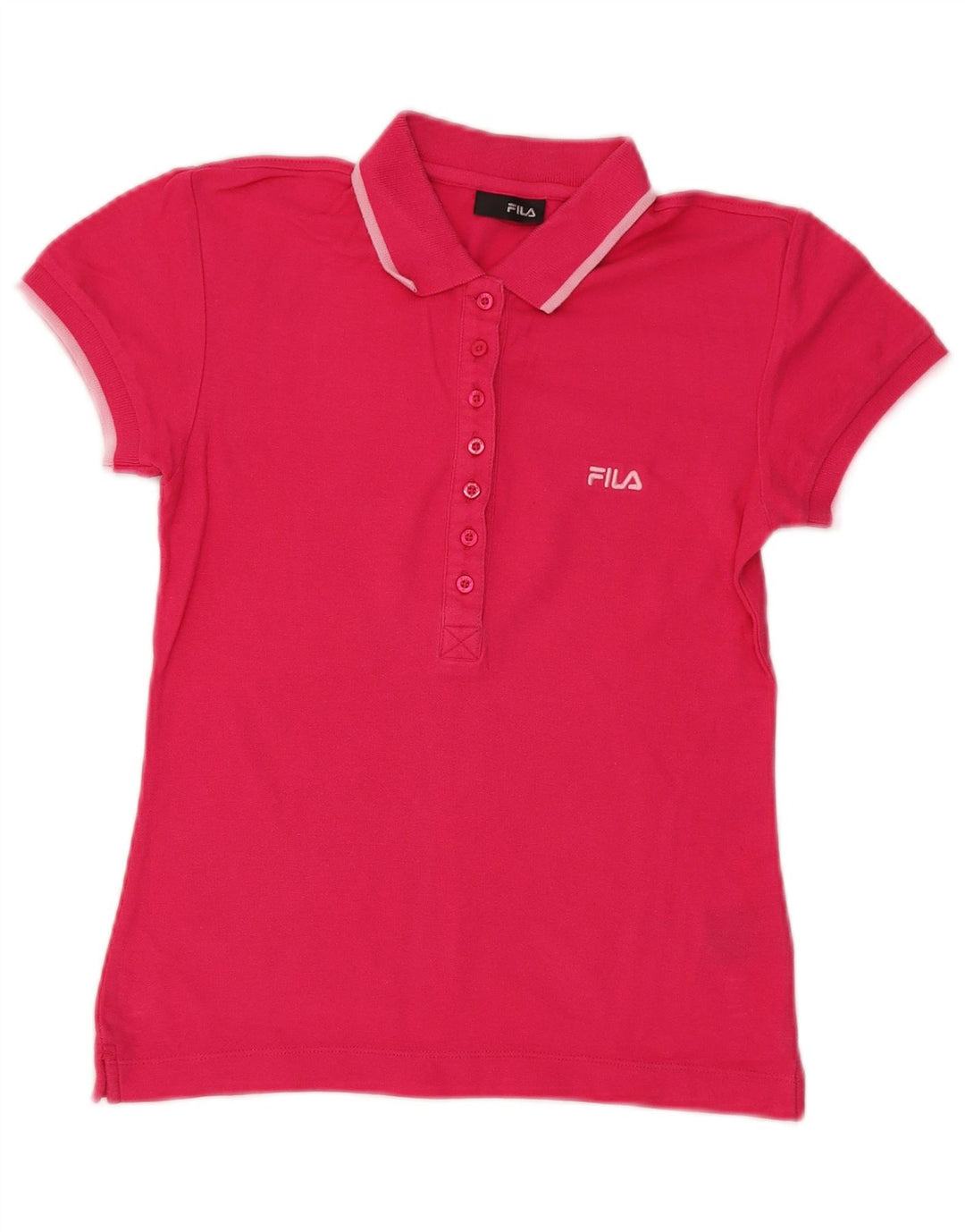 Fila Womens Polo Shirt UK 12 Medium Pink Cotton