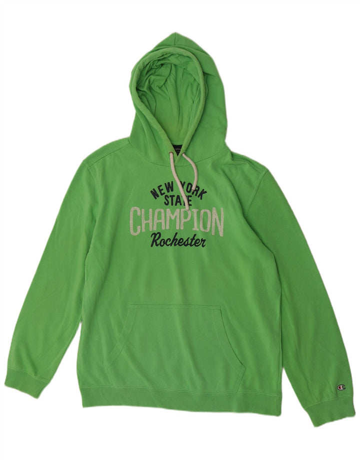 Champion Mens Graphic Hoodie Jumper XL Green Polyester