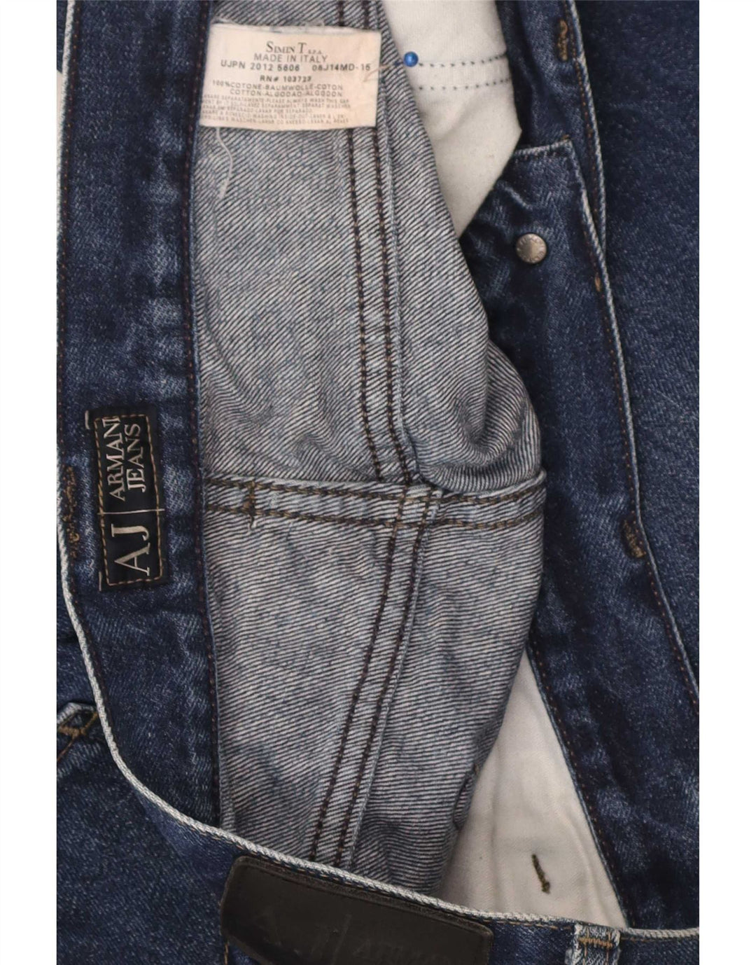 Armani Mens Straight Jeans W38 L34 Navy Blue Cotton