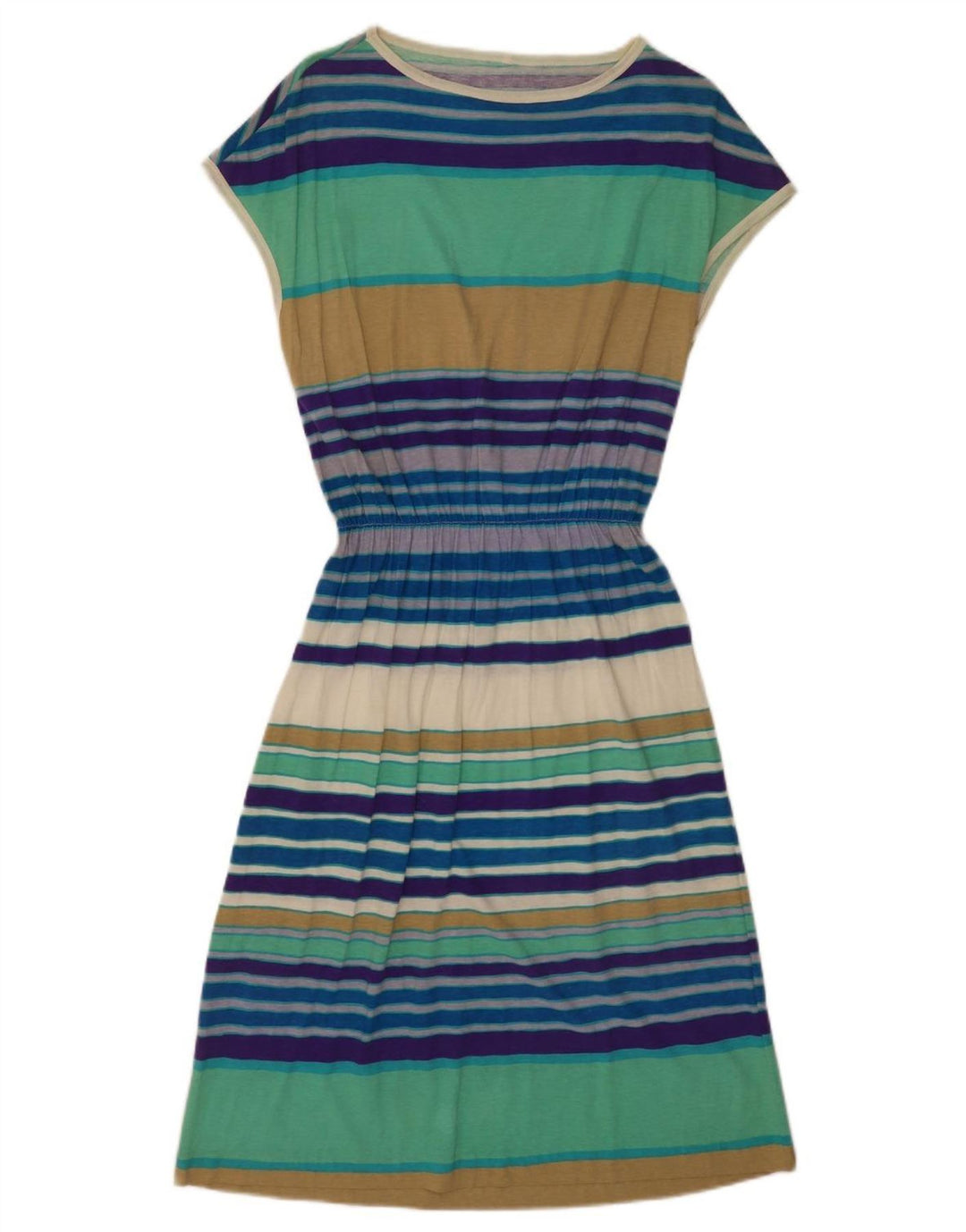 Vintage Womens Basic Dress UK 12 Medium Multicoloured Striped