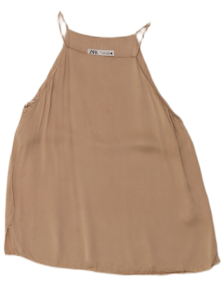 Zara Womens Cami Top UK 10 Small Beige Viscose