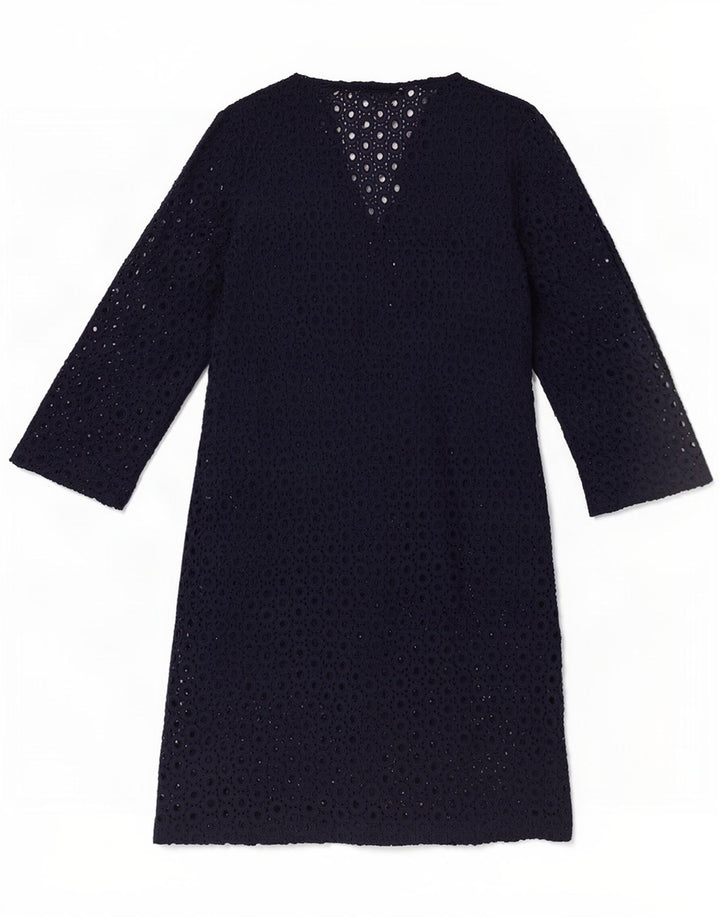 The White Company Womens Beach 3/4 Sleeve Basic Dress UK 10 Small Navy Blue