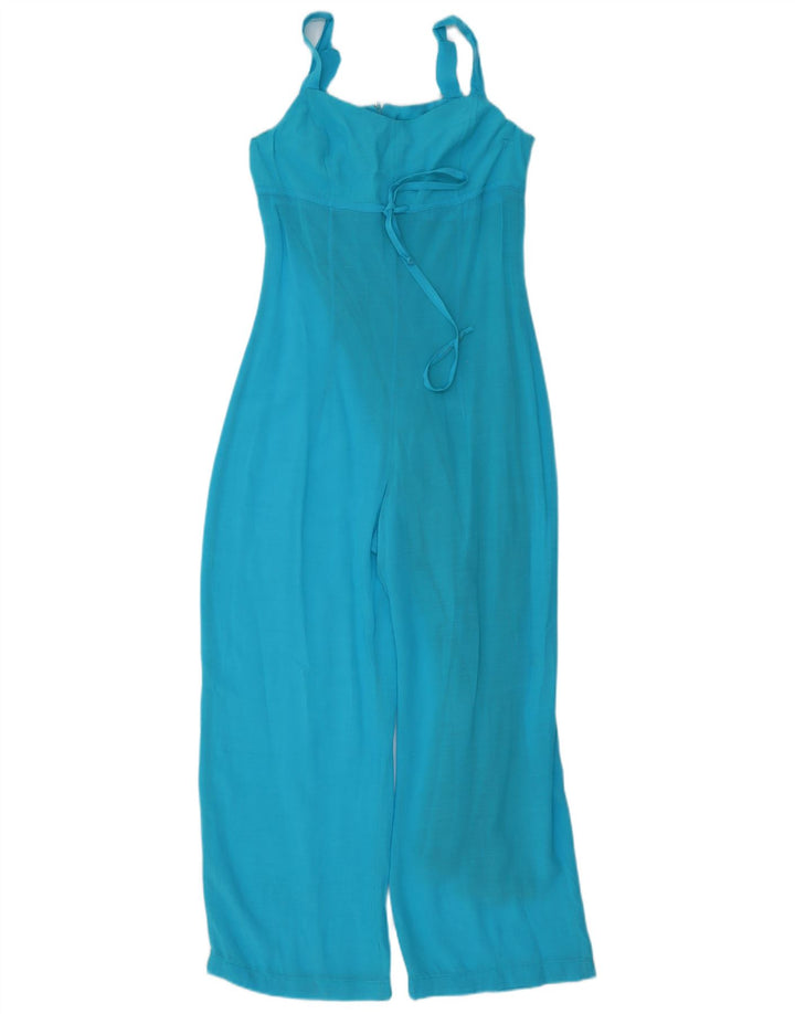 Vintage Womens Sleeveless Jumpsuit UK 12 Medium Blue Linen