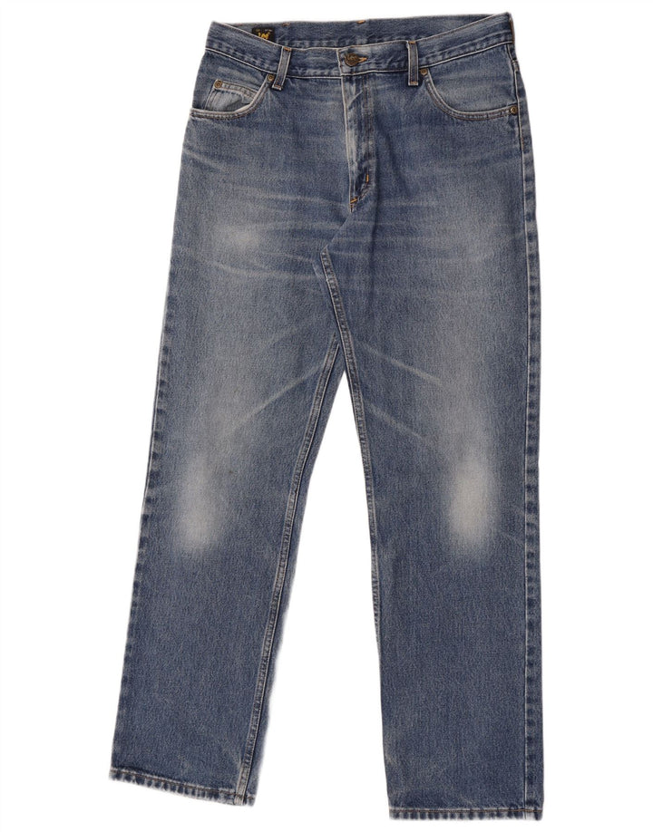 Lee Mens Brooklyn Straight Jeans W34 L32 Blue Cotton