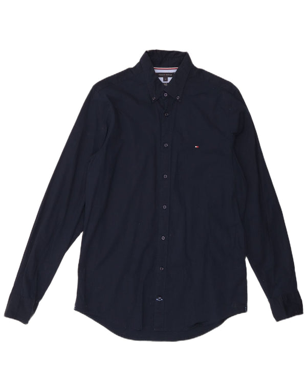 Tommy Hilfiger Mens Slim Fit Shirt Medium Navy Blue Cotton