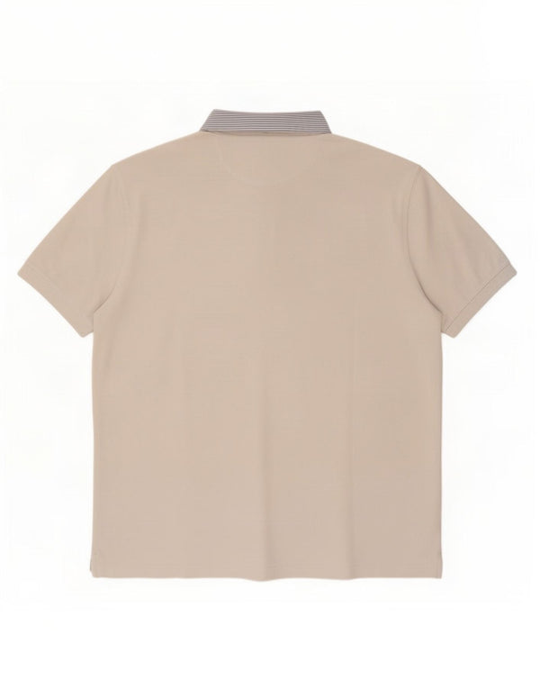Massimo Dutti Mens Polo Shirt 2XL White Cotton