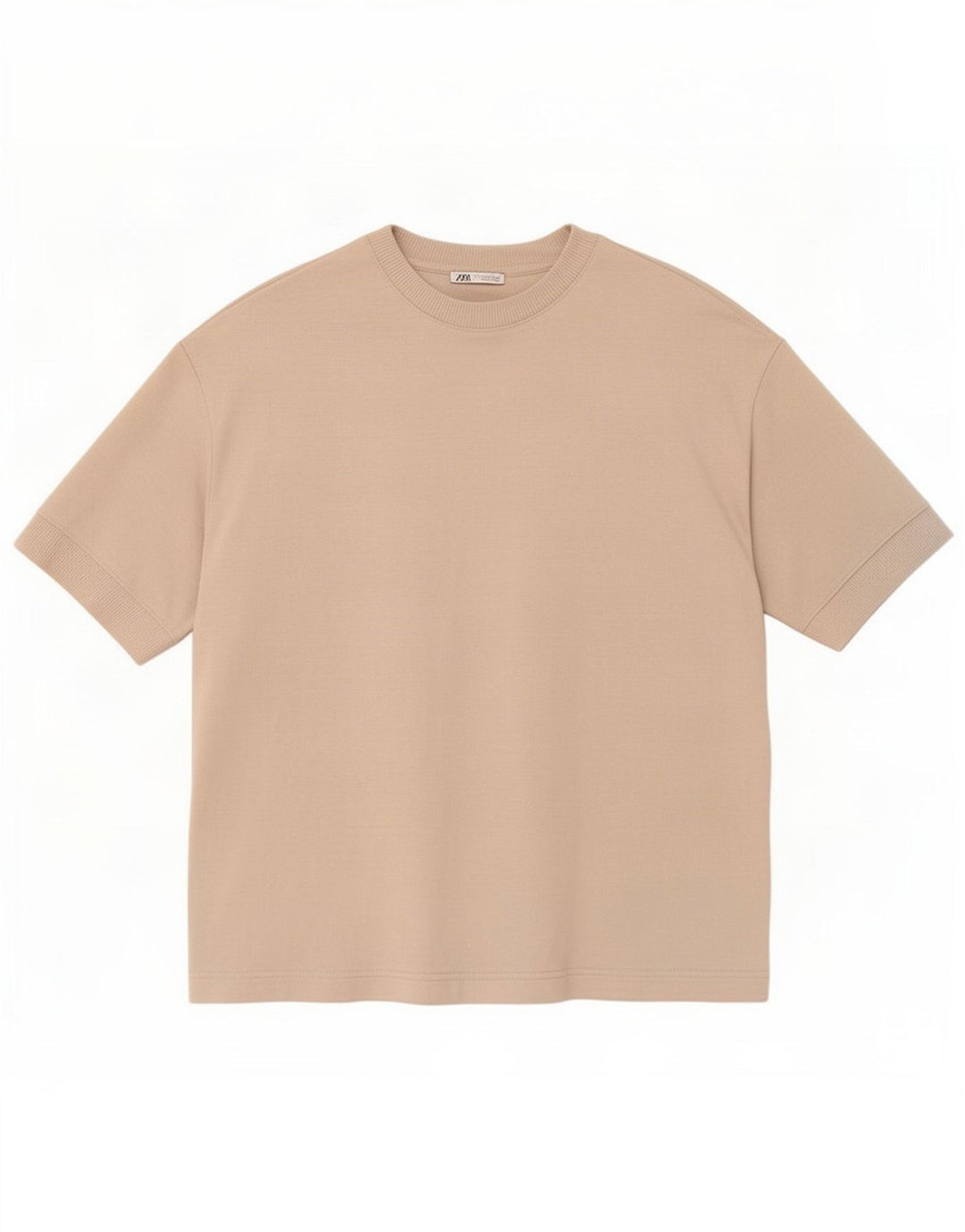 Zara Mens T-Shirt Top Medium Beige Cotton