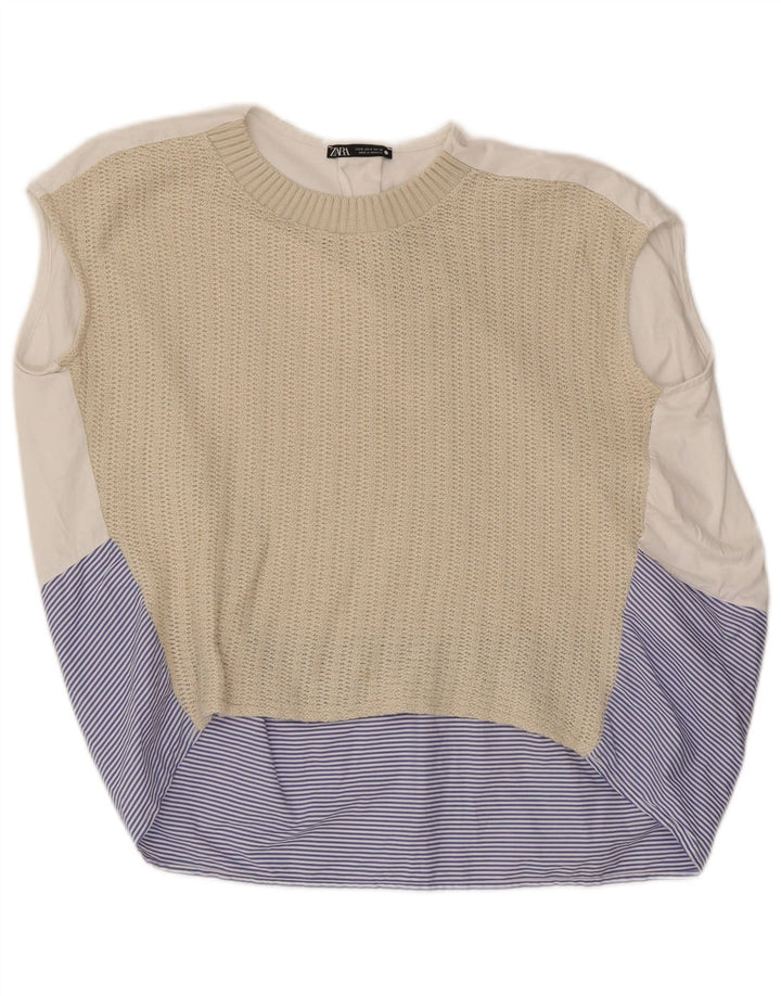 Zara Womens Sleeveless Blouse Top UK 10 Small Multicoloured Colourblock