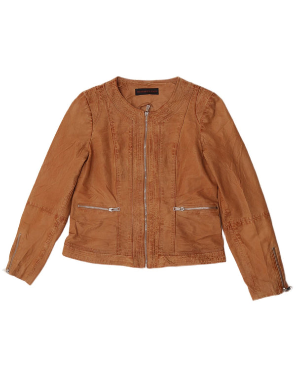 Trussardi Jeans Womens Leather Jacket IT 46 Large Brown Leather