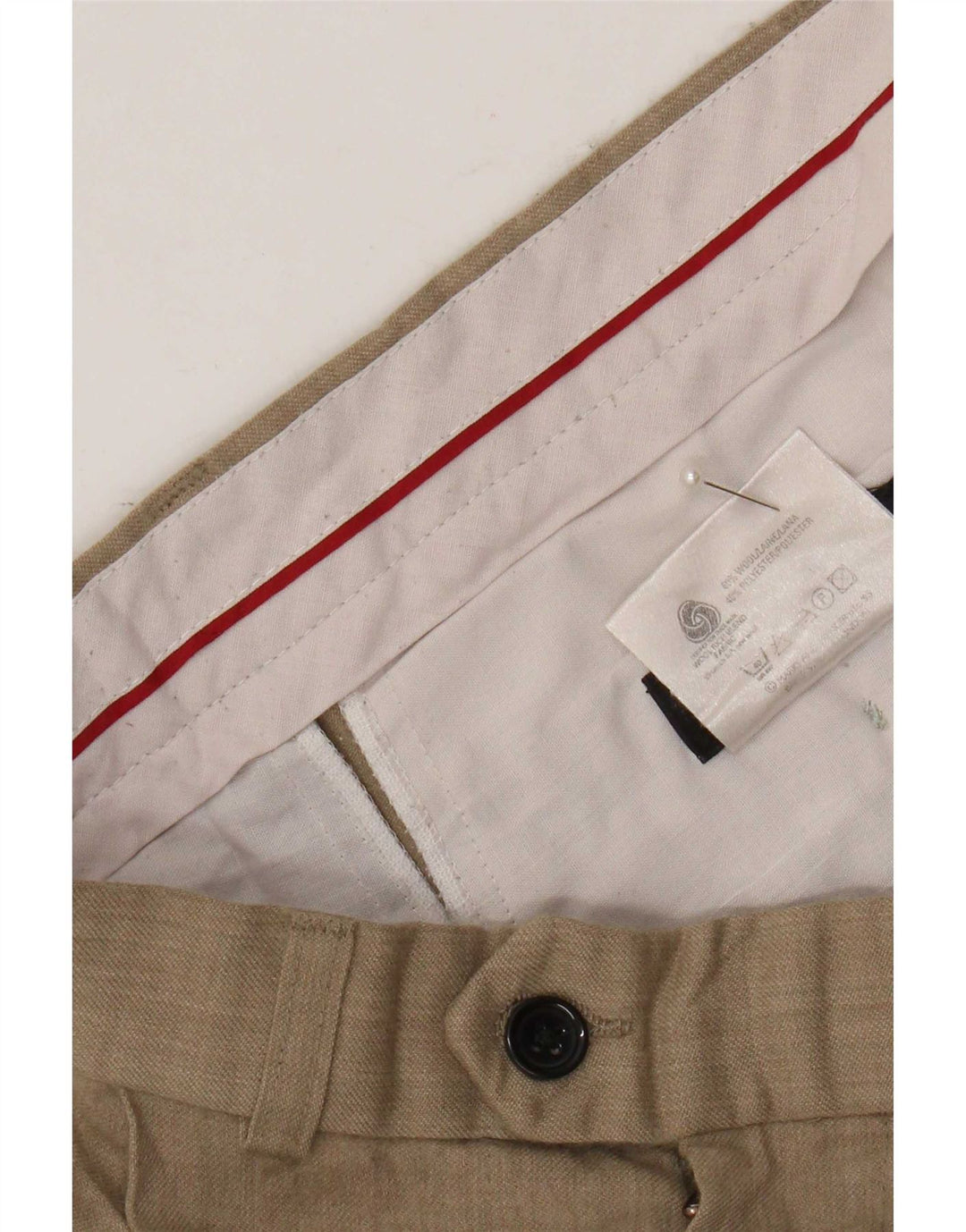 Marks & Spencer Mens St. Michael Crop Pegged Suit Trousers W32 L26 Beige