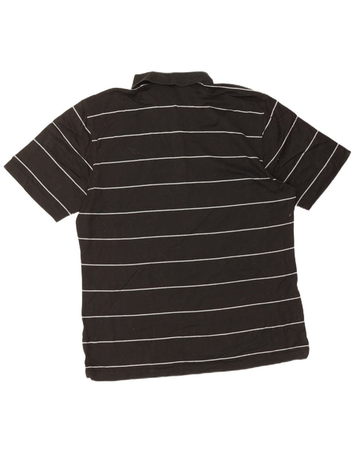 CALVIN KLEIN Mens Polo Shirt Large Black Striped Cotton