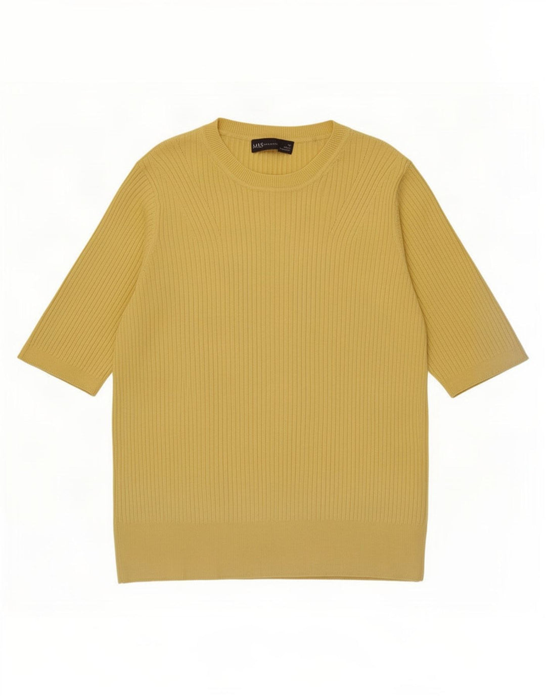 Marks & Spencer Womens Crew Neck Jumper Sweater UK 14 Medium Yellow