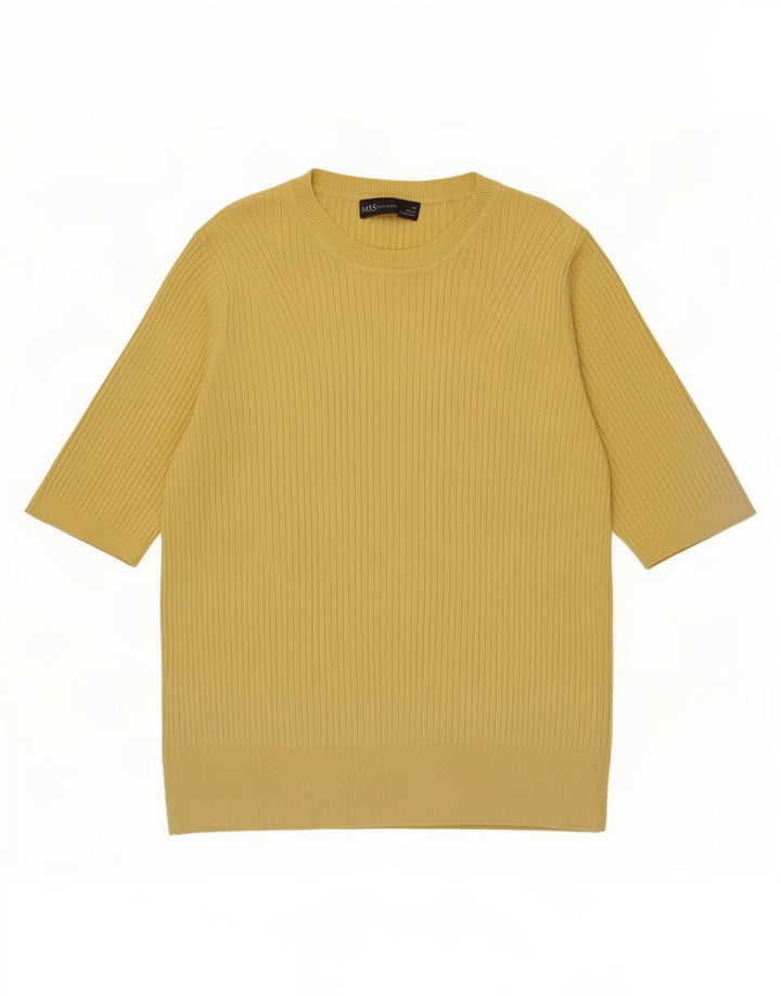 Marks & Spencer Womens Crew Neck Jumper Sweater UK 14 Medium Yellow