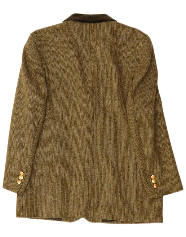 Basler Womens 3 Button Blazer Jacket UK 16 Large Green Herringbone Classic