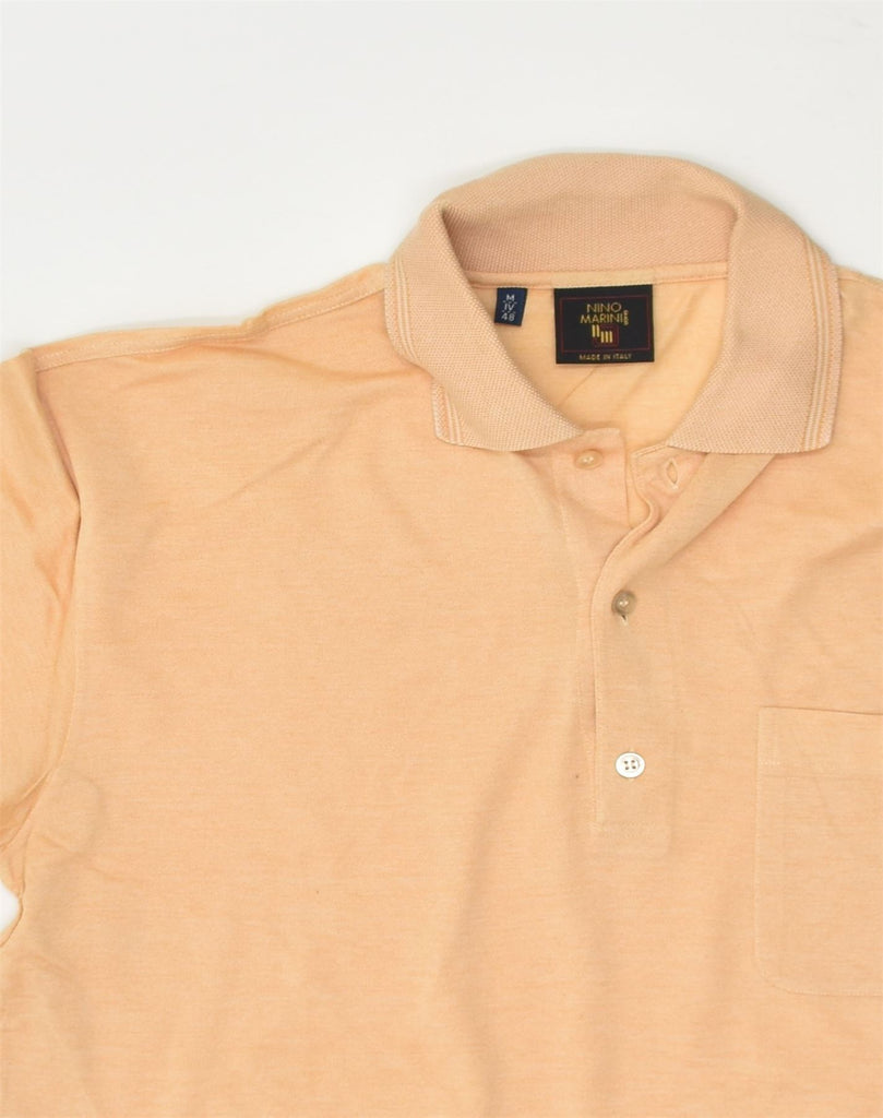 NINO MARINI Mens Polo Shirt  Medium Beige Cotton | Vintage Nino Marini | Thrift | Second-Hand Nino Marini | Used Clothing | Messina Hembry 