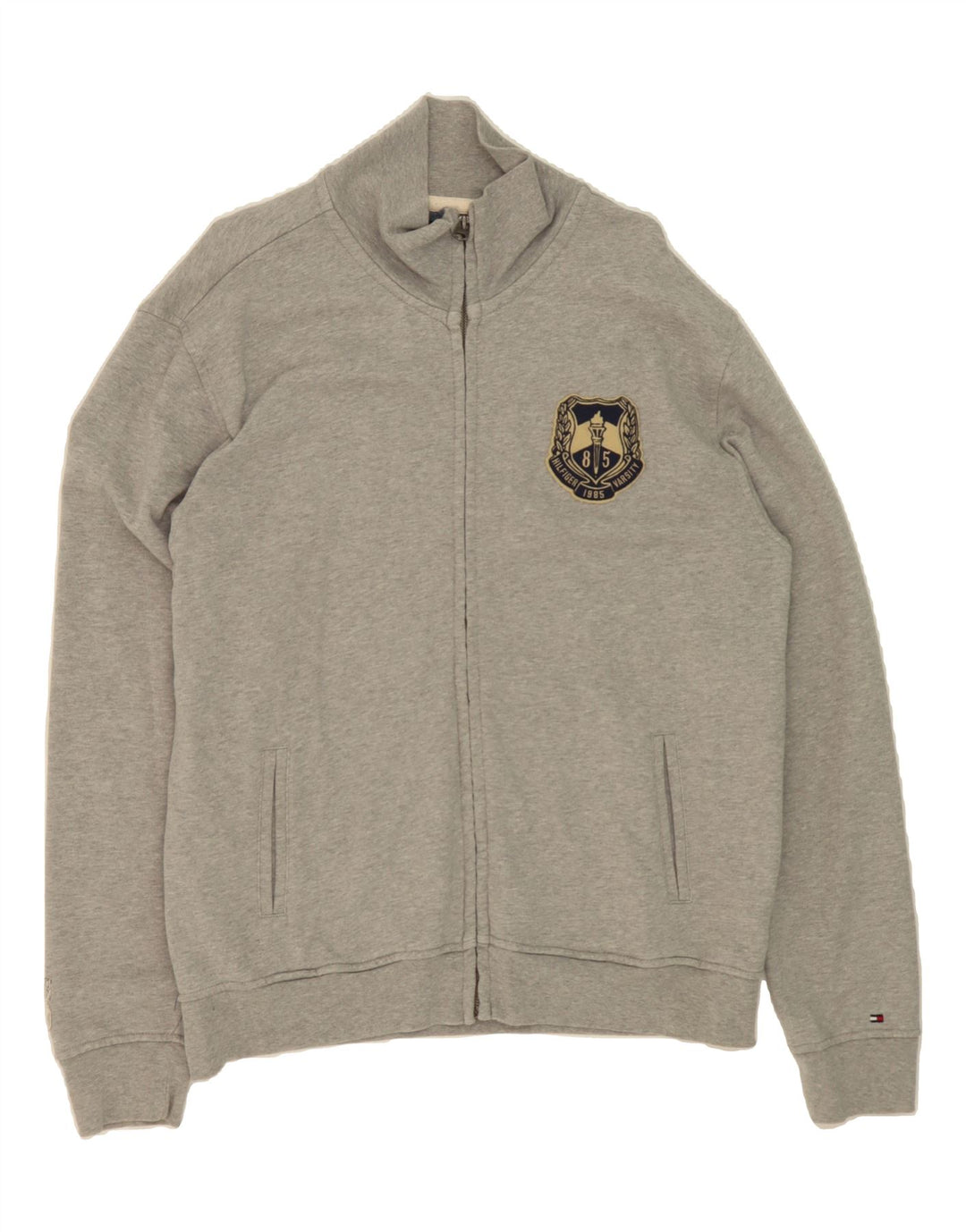 TOMMY HILFIGER Mens Tracksuit Top Jacket XL Grey Cotton Vintage Tommy Hilfiger and Second-Hand Tommy Hilfiger from Messina Hembry 