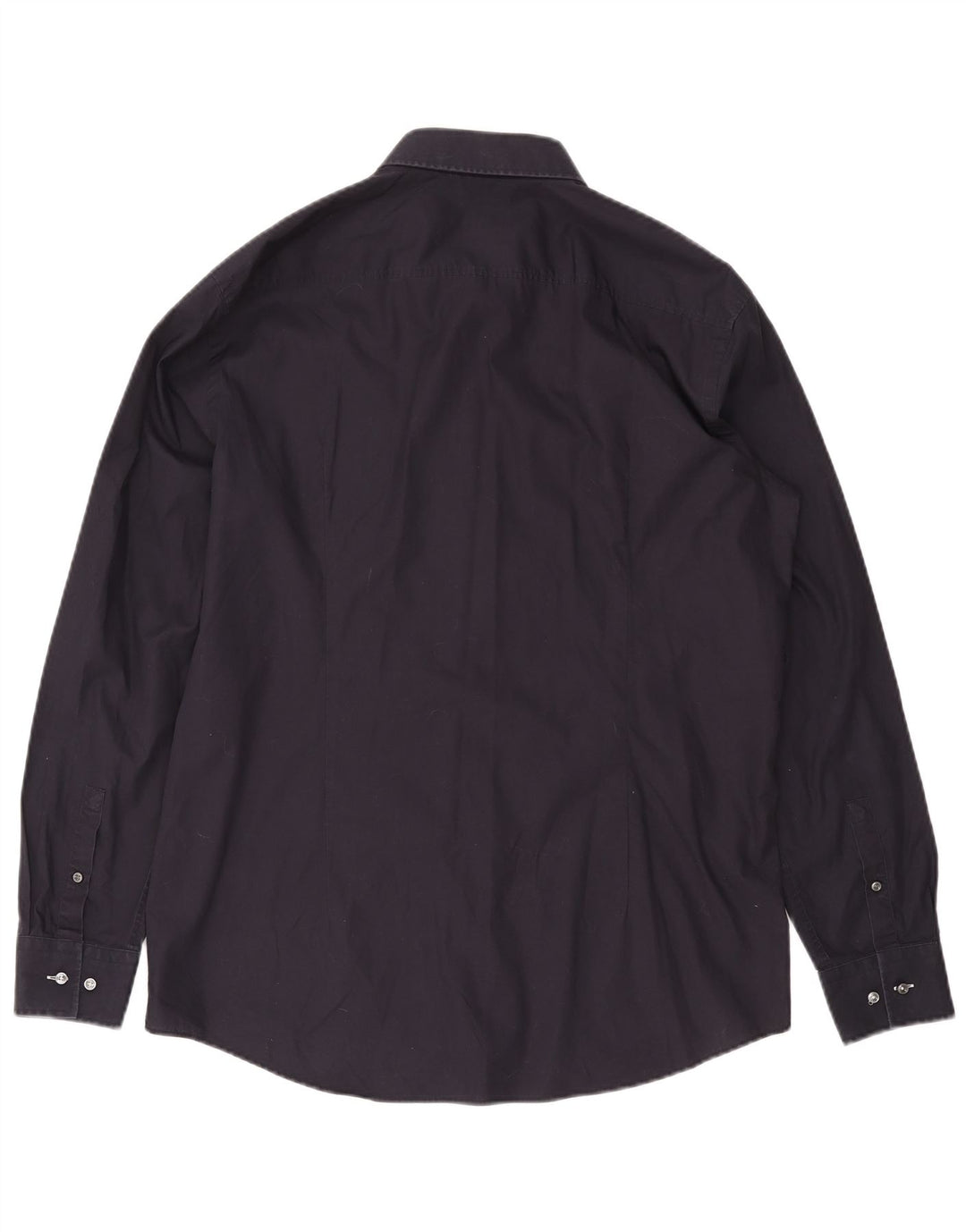 HUGO BOSS Mens Slim Fit Shirt Size 44 17 1/2 XL Navy Blue Cotton