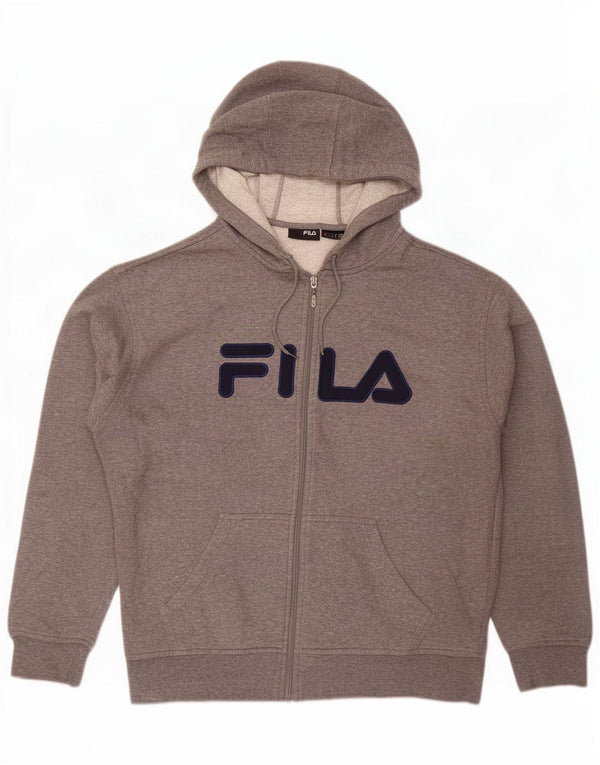 Fila Mens Graphic Zip Hoodie Sweater Medium Grey Cotton