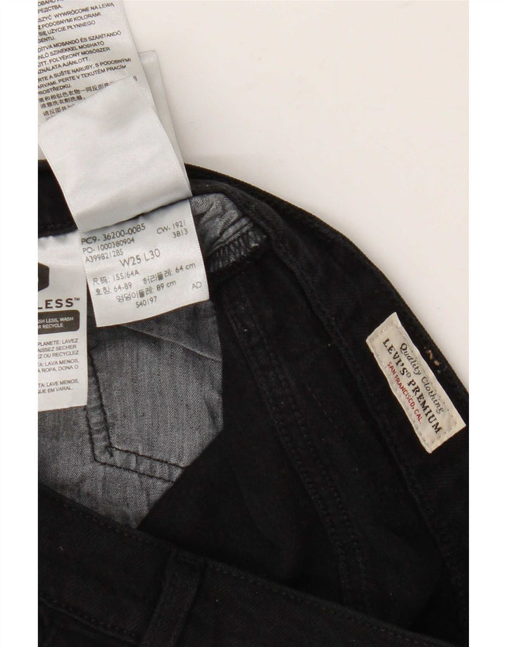 Levi's Womens 501 Straight Jeans W25 L30 Black Cotton