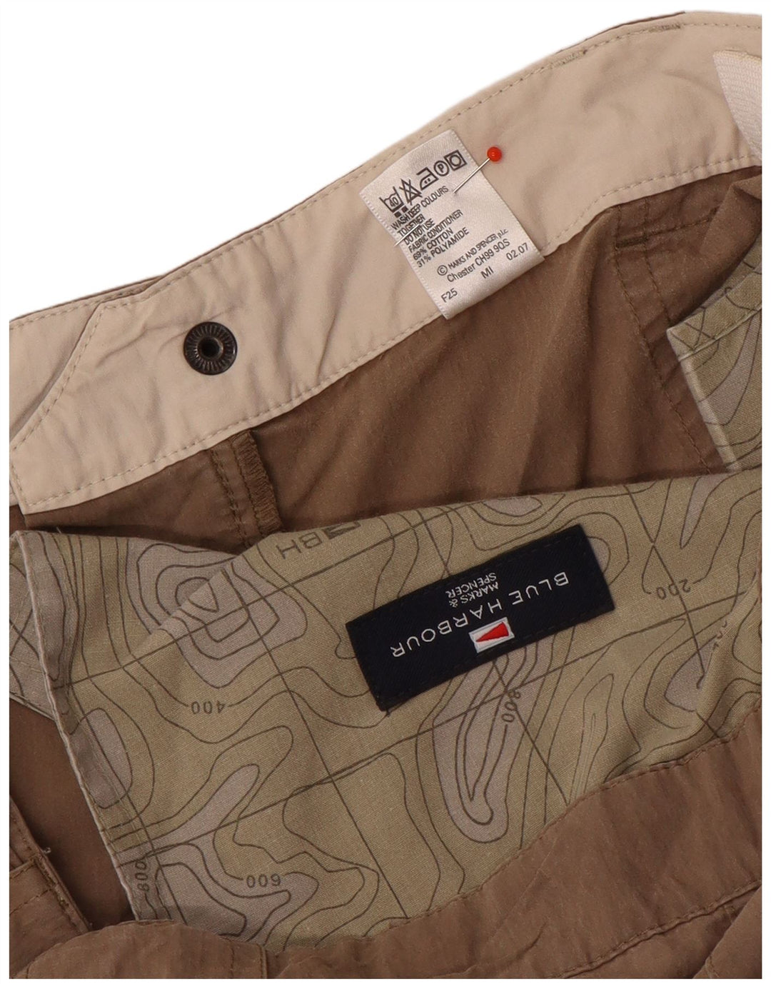 Marks & Spencer Mens Blue Harbour Cargo Shorts W38 XL Beige Cotton