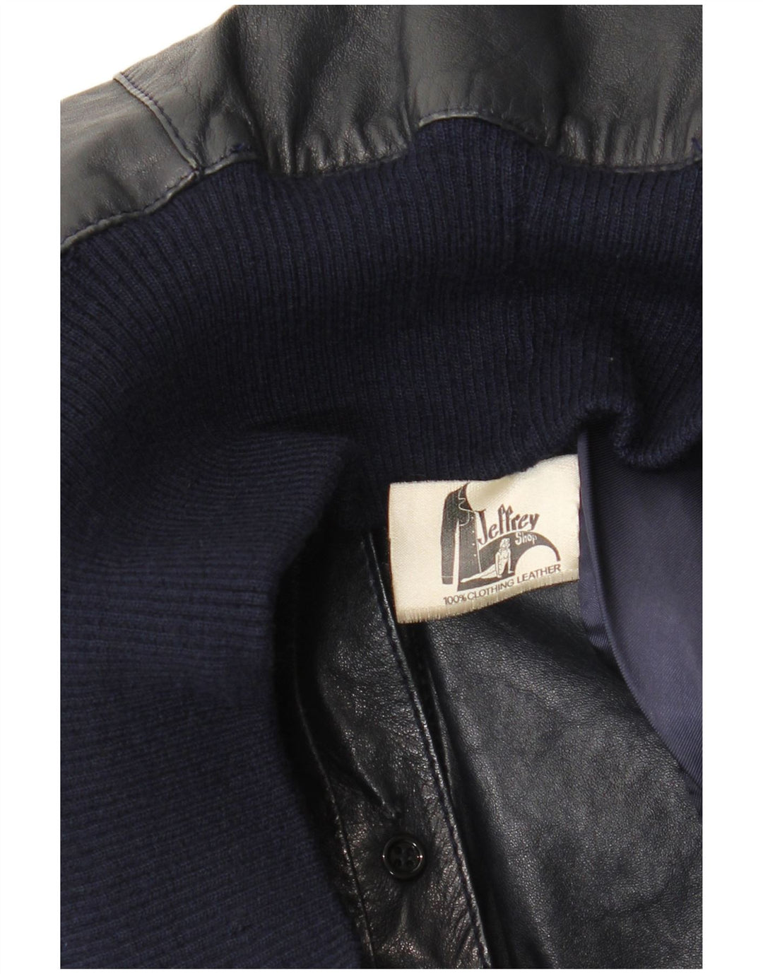 Vintage Womens Bomber Leather Jacket UK 14 Medium Navy Blue Leather