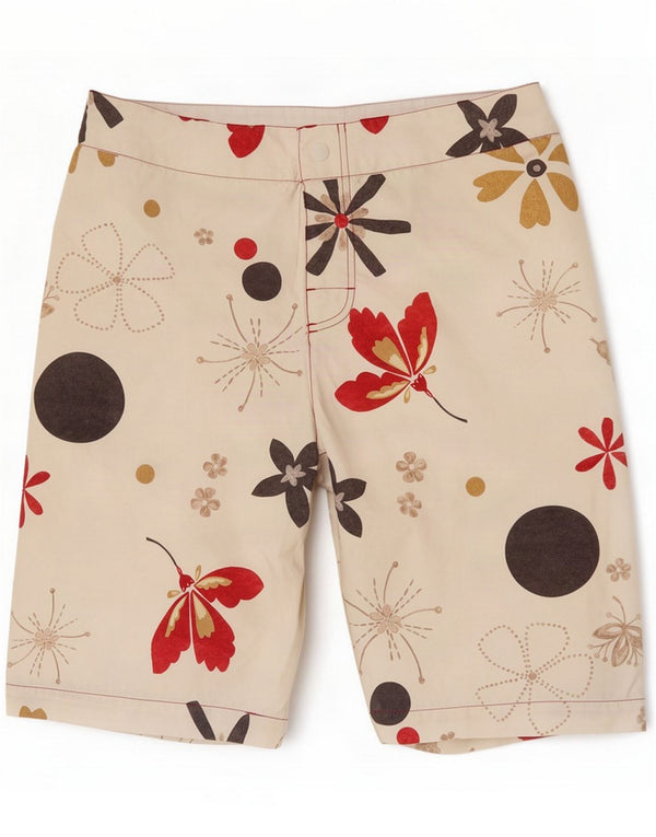 Coast Mens Swimming Shorts Medium Off White Floral Polyester