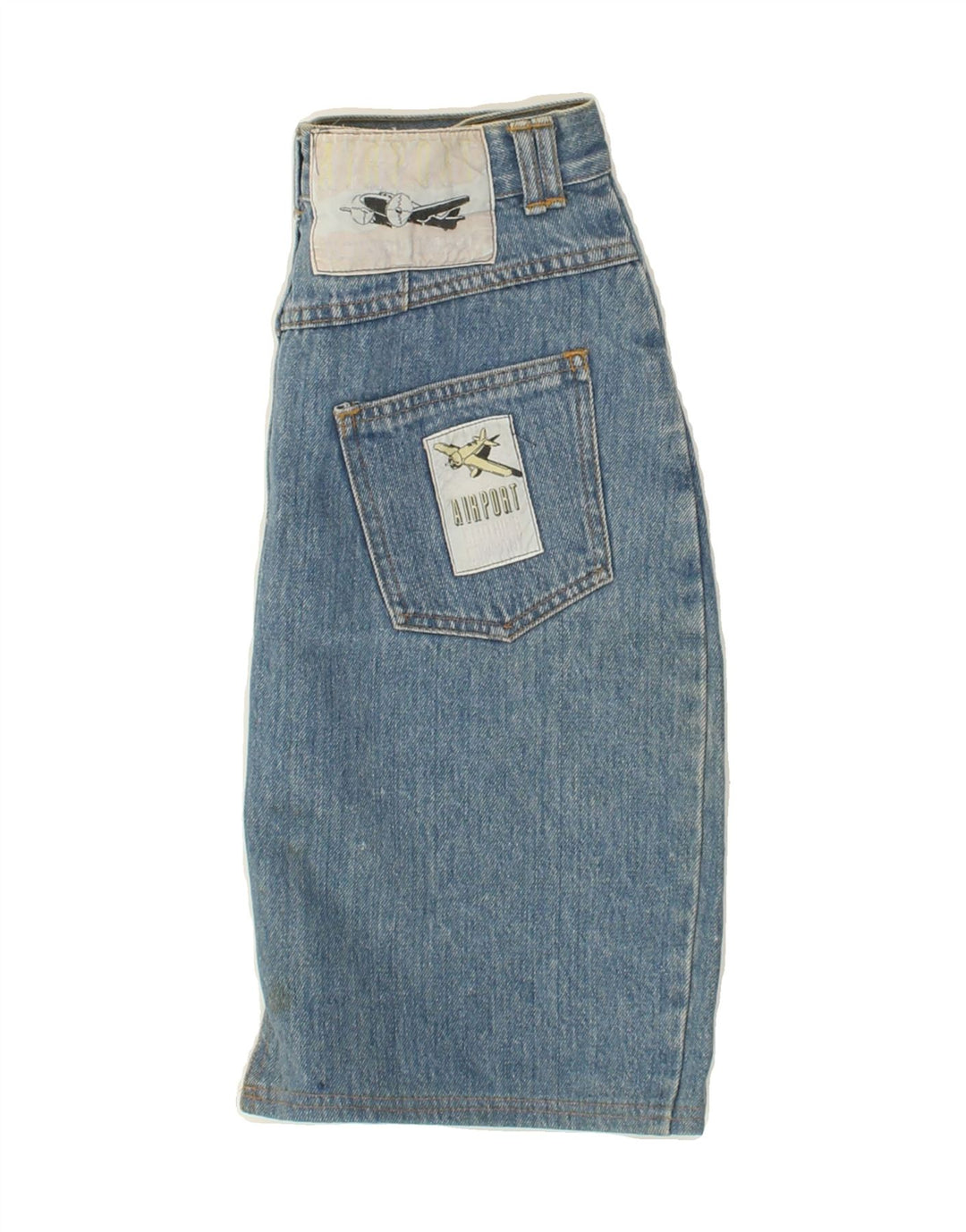 VINTAGE Womens Denim Skirt UK 12 Medium W28 Blue Cotton Vintage Vintage and Second-Hand Vintage from Messina Hembry 