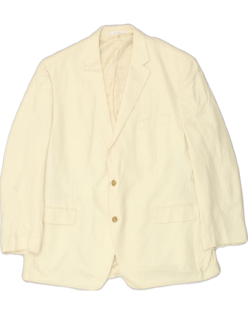 RALPH LAUREN Mens 2 Button Blazer Jacket IT 50 Large Beige Polyester | Vintage Ralph Lauren | Thrift | Second-Hand Ralph Lauren | Used Clothing | Messina Hembry 