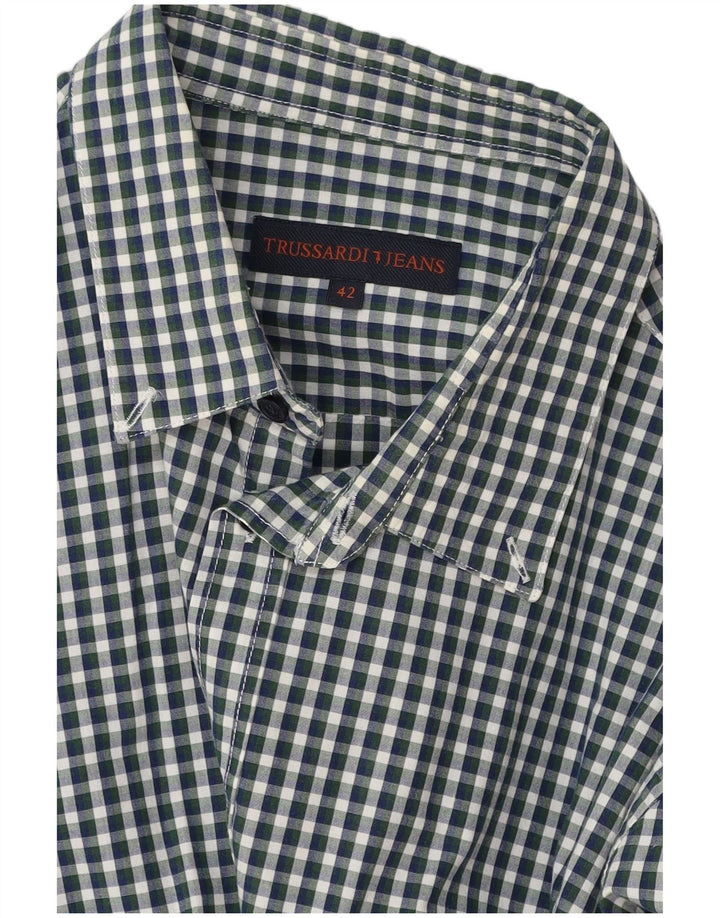 Trussardi Jeans Mens Shirt Size 42 Large Multicoloured Gingham