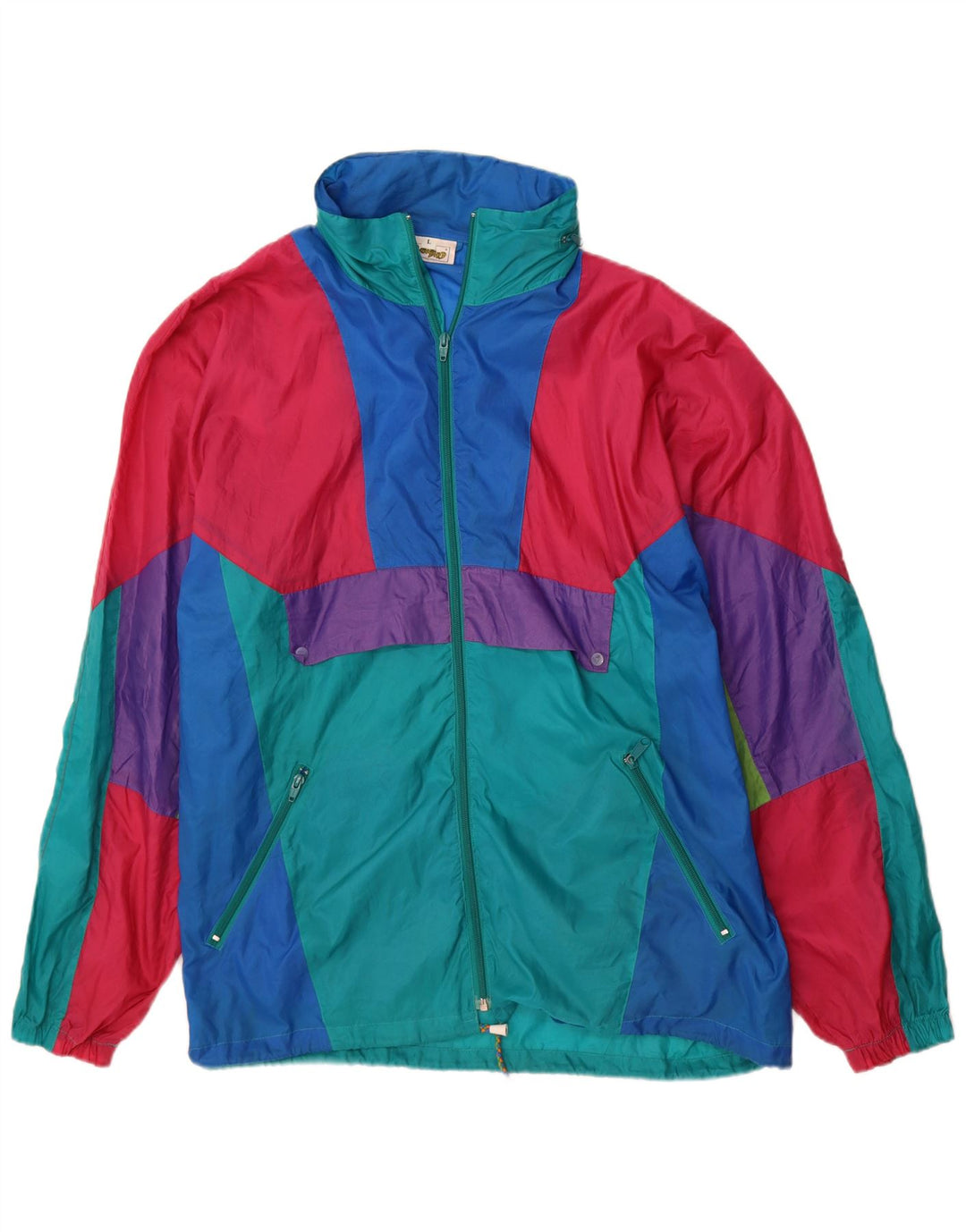 Vintage Mens Rain Jacket UK 40 Large Multicoloured Colourblock Polyamide