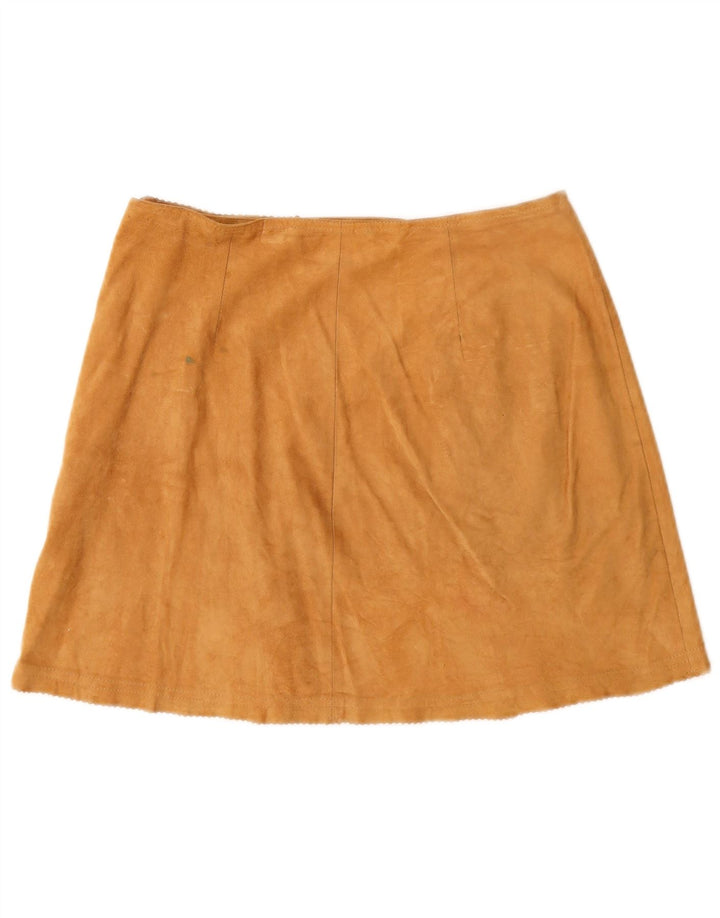 Stefanel Womens Suede Wrap Skirt IT 44 Medium W28  Brown Leather