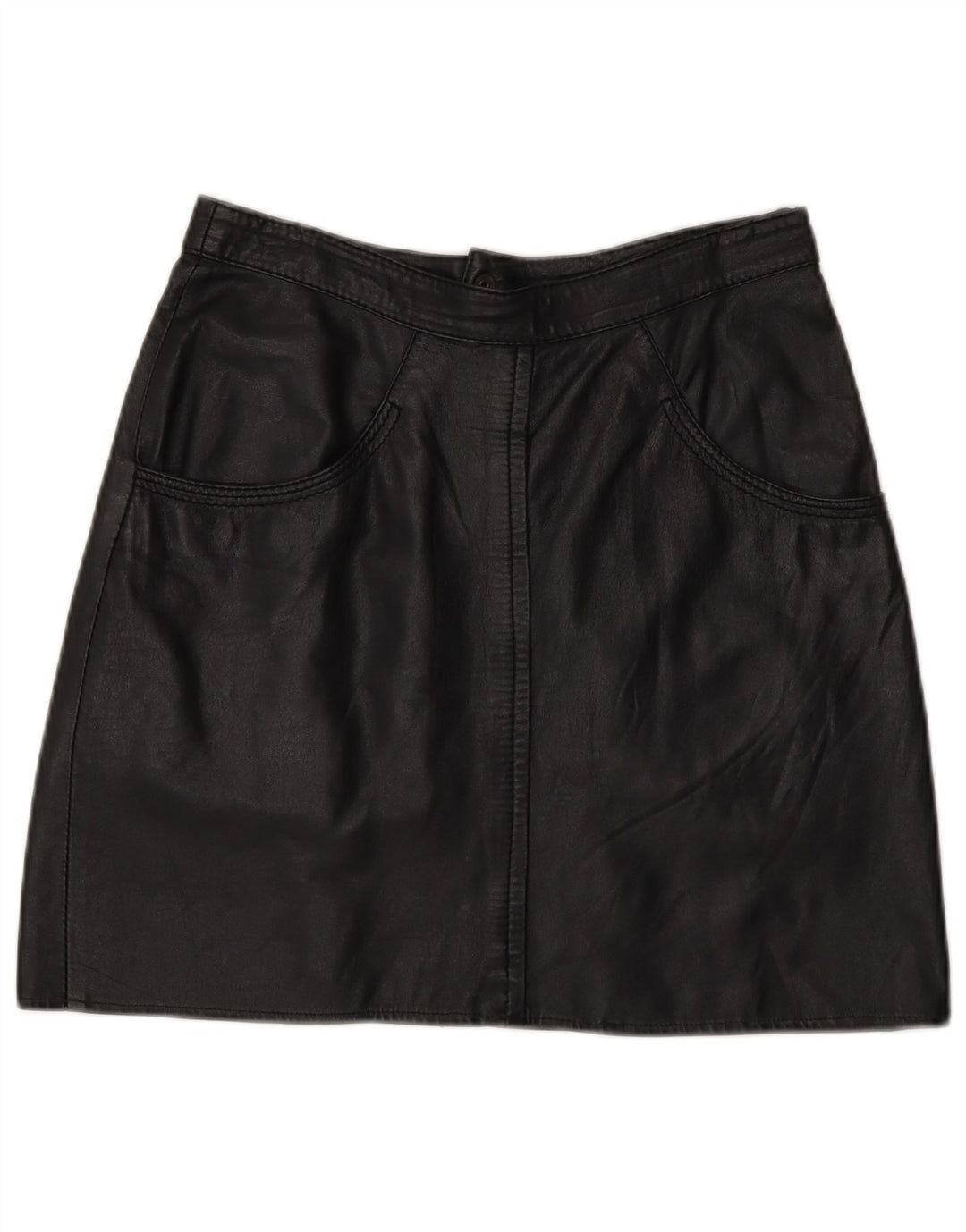 Vintage Womens Mini Leather Skirt IT 44 Medium W28 Black