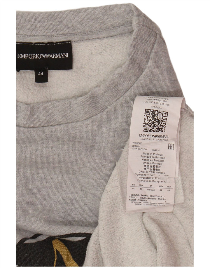 Emporio Armani Womens Crop Sweatshirt Jumper IT 44 Medium Grey Flecked