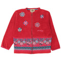 Silvy Womens Oversized Fleece Jacket UK 14 Medium Red Floral Polyester